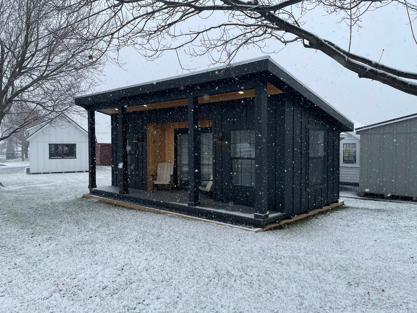 14x24 Studio/Home Office with Porch, Two Finished Rooms, and Electric