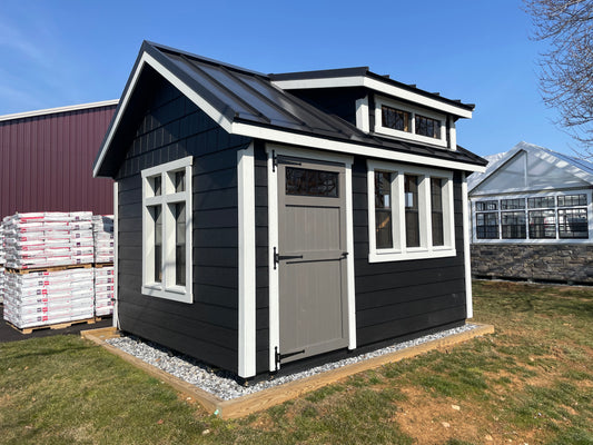 10x12 Garden Shed with Transom Dormer & Standing Seam Metal Roof