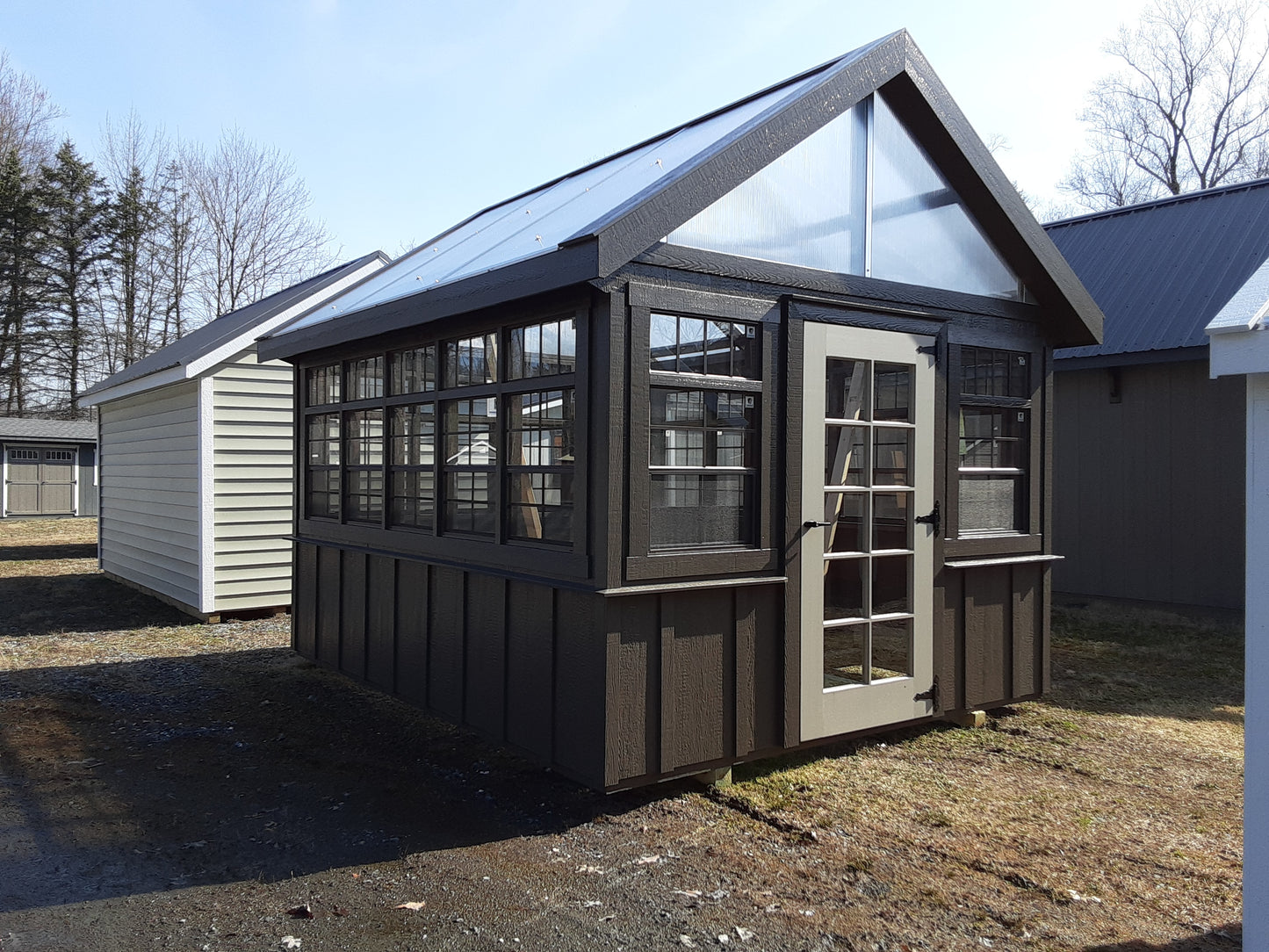 10x12 Atrium Greenhouse with SmartPanel Board and Batten Siding