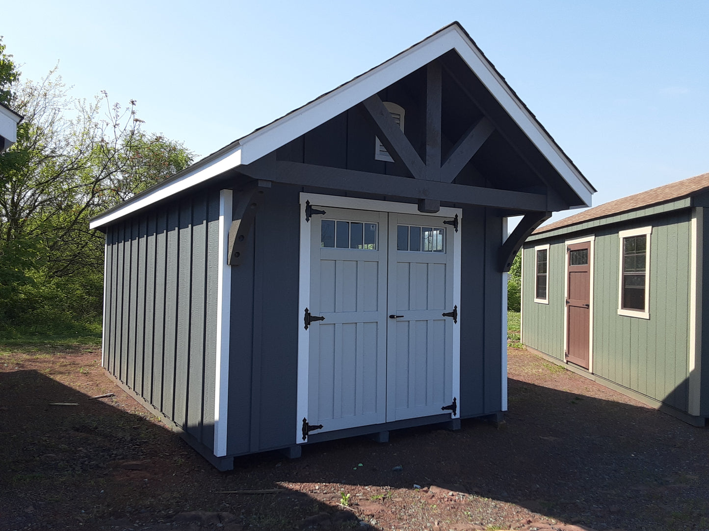 10x16 Garden Shed with SmartPanel Board and Batten Siding and Alpine Overhang