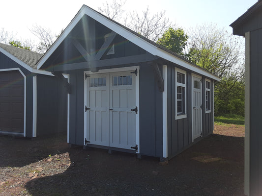 10x16 Garden Shed with SmartPanel Board and Batten Siding and Alpine Overhang
